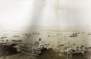 Close up panorama view of Victoria Harbour (2/3), showing Naval Yard, Hong Kong