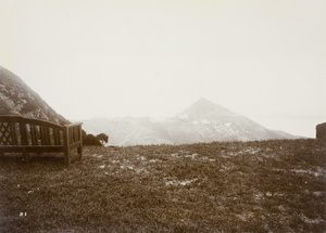 Bench and view of Mount Kellet, Hong Kng