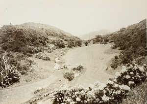 The garden lawn, possibly on the grounds of Mountain Lodge, Hong Kong