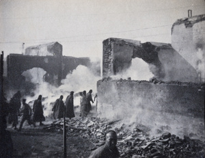 Smouldering ruins, after the mutiny of 29th February 1912, Peking