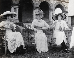 Three women having tea