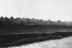 Grave mounds near a waterway