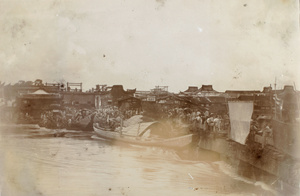 The Short Bridge, Foochow, during the floods, 1893