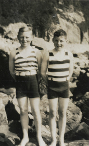 Stanley and Barry Peck in swim suits