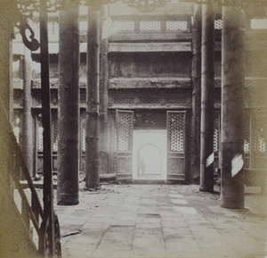 The interior of an unidentified dilapidated hall or temple