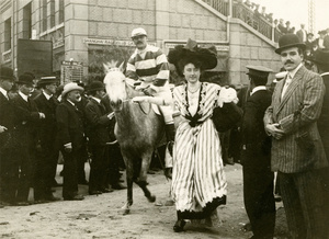 Dolly Hutton Potts leading a winning horse, Shanghai Race Club, Shanghai
