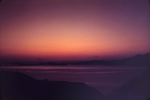 Purple afterglow of sun set, Hong Kong, 1945