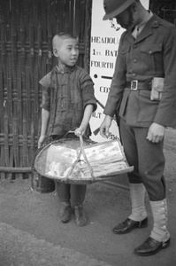 Chinese street food seller and American Marine