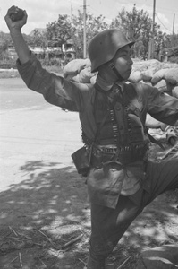 Nationalist soldier, with hand grenade