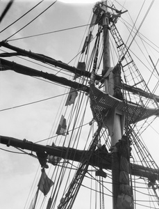 Rigging with signal flags on sailing ship, Shanghai