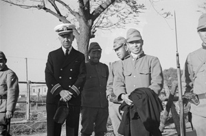 Admiral Harry Ervin Yarnell with Japanese soldiers, Jessfield Railway Bridge, Shanghai