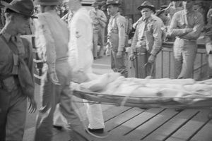 American Marines with man on stretcher, Shanghai