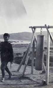 Chinese soldier with gong, 1st Chinese Regiment, Weihaiwei