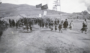 A procession with flags