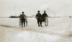 Two rickshaws on the ice, Chefoo