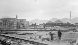 Blocks and railway at dockyard, Hong Kong