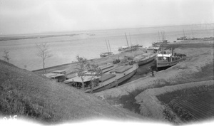 Tug and boats in dry dock near Antung