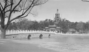 The White Dagoba and bridge, Beihai Park, Peking