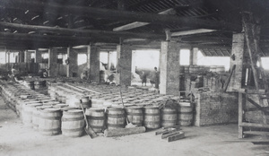 Barrels in washing and packing shed, China Mining & Metal Company Ltd., Hong Kong