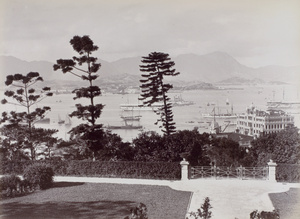 Victoria Harbour viewed from the Public Garden (Botanic Gardens), Hong Kong