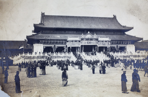Bowing to the portrait of the late Empress Dowager Longyu, Tiananmen, Peking
