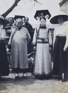 Two Manchu women with two European women, Peking