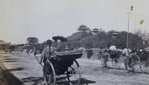 Rickshaws by Coal Hill, Peking