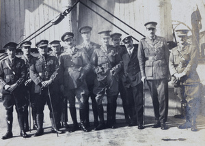 British army officers, on board a Blue Funnel Line ship, with Arthur de Legh