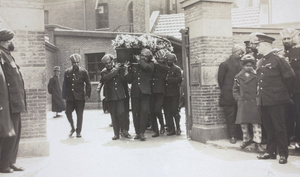 Coffin of a Sikh warder killed whilst foiling an attempted escape from the SM Gaol, Shanghai