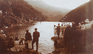 Swimming event at a mountain pool known as the Duck Pond, Kuling