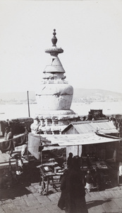 Stupa and market stalls, Nanjing