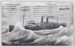 SS Mooltan in rough seas, in the Gulf of Lion, Mediterranean Sea