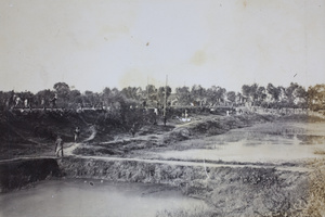 Revolutionary troops on a railway embankment